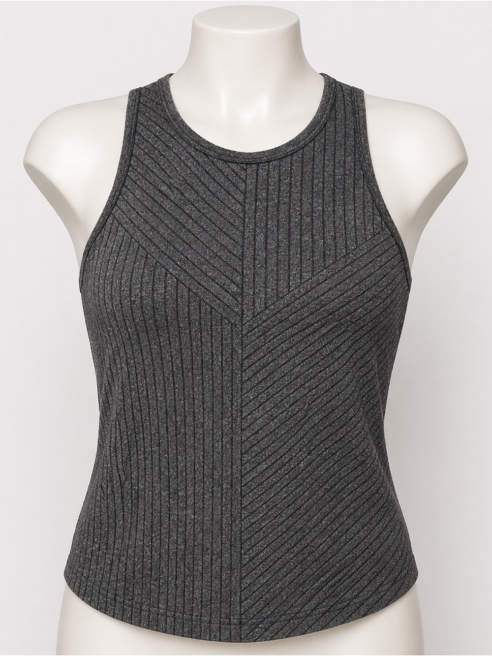 All In Motion Gray Ribbed Athletic Tank Top built in bra Size L W/compression